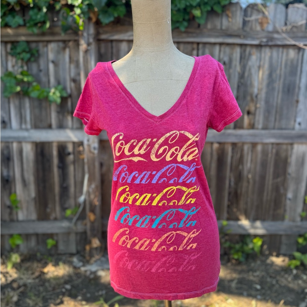 Coca-Cola Vivid Pink Tee with Multicolor Logo